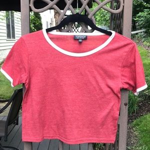 red crop baseball tee